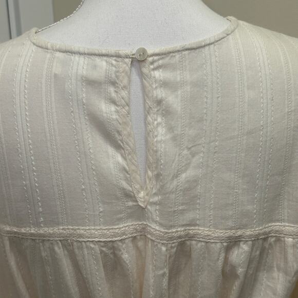 Allison New York Cream Embroidered Lace Cottage Peasant Prairie Boho Mini Dress - Picture 11 of 14